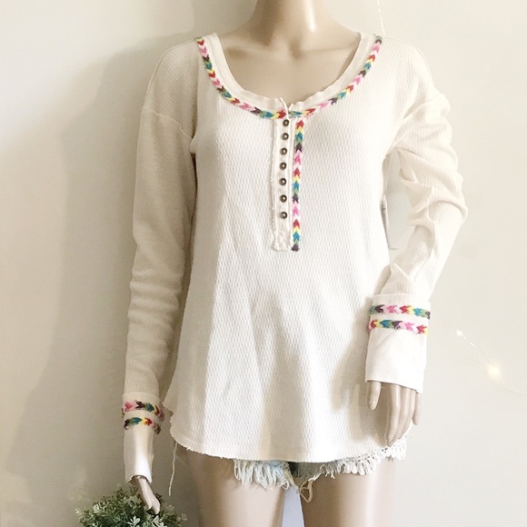 ❄️PD❄️ Free People Rainbow Thermal Tee (S) - Picture 2 of 8